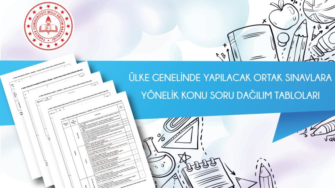 ÜLKE GENELİNDE 6 VE 10. SINIFLAR İÇİN YAPILACAK ORTAK SINAVLARA YÖNELİK KONU SORU DAĞILIM TABLOLARI YAYIMLANDI